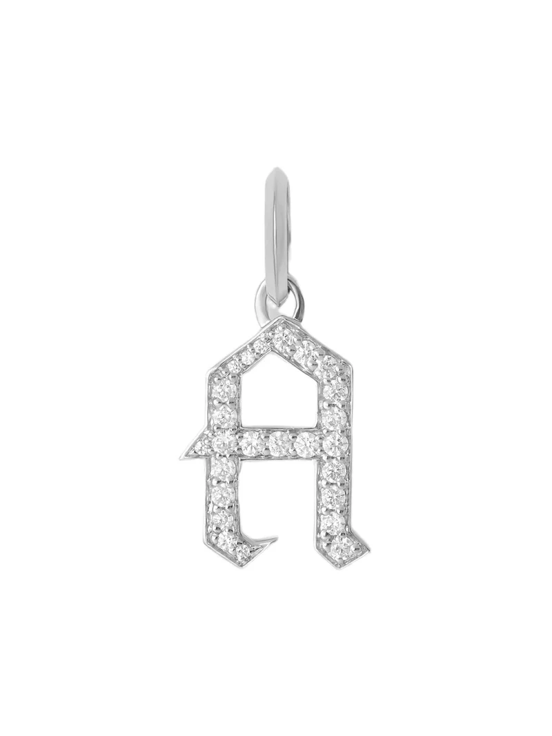 Jennifer Fisher Jennifer Fisher Capital Gothic Letter Charm with Pavé White Diamonds A / 18K White Gold