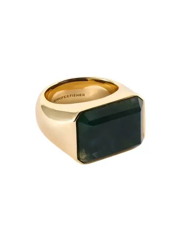 Jennifer Fisher Small Semi-Precious Emerald Signet Ring Green Moss / 3 Jennifer Fisher Small Semi-Precious Emerald Signet Ring Green Moss / 3
