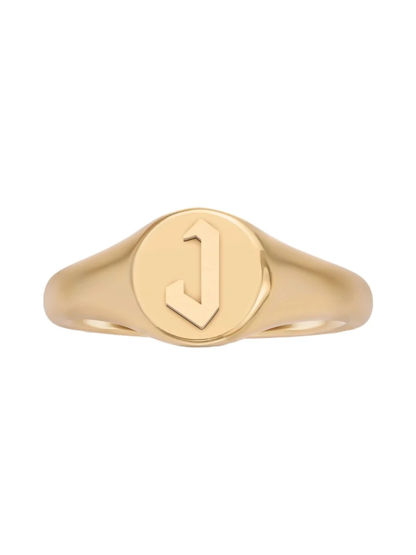 Jennifer Fisher Mini Gothic Letter Signet Ring A-N 6 / J