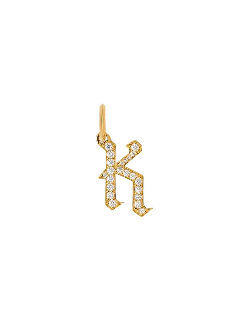 Jennifer Fisher Jennifer Fisher Capital Gothic Letter Charm with Pavé White Diamonds K / 18K Yellow Gold