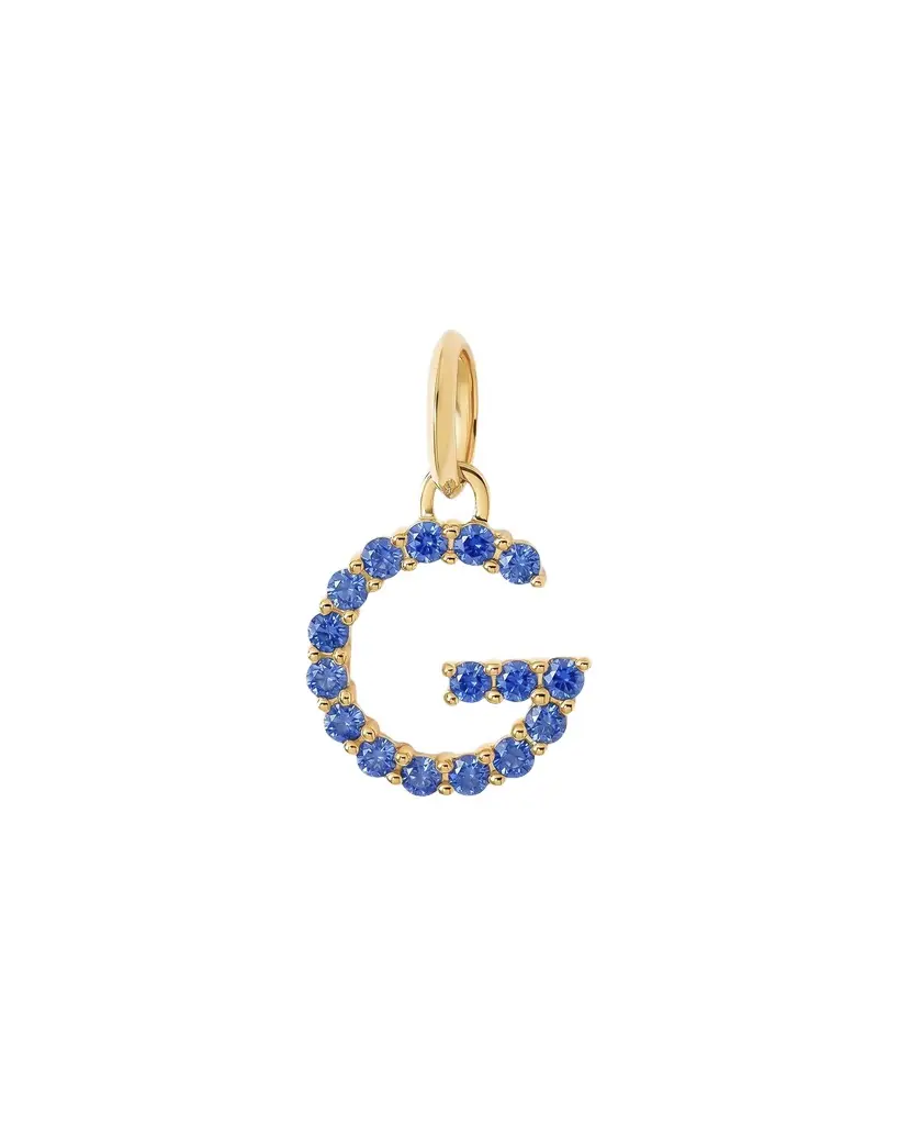 Jennifer Fisher Jennifer Fisher Medium Floating Sapphire Minimal Block Letter 18K Yellow Gold / G