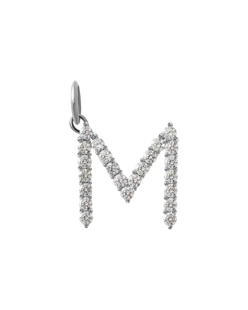 Jennifer Fisher Large Floating Diamond Minimal Block Letter M / 18K White Gold Jennifer Fisher Large Floating Diamond Minimal Block Letter M / 18K White Gold