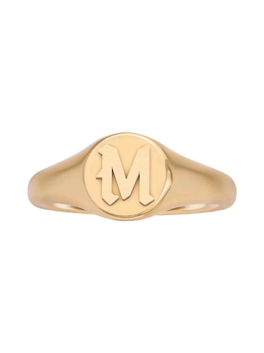 Jennifer Fisher Mini Gothic Letter Signet Ring A-N 4 / M Jennifer Fisher Mini Gothic Letter Signet Ring A-N 4 / M