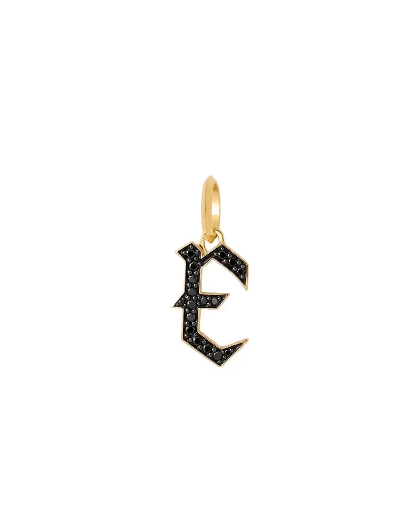 Jennifer Fisher Jennifer Fisher Capital Gothic Letter Charm with Pavé Black Diamonds 18K Yellow Gold / E