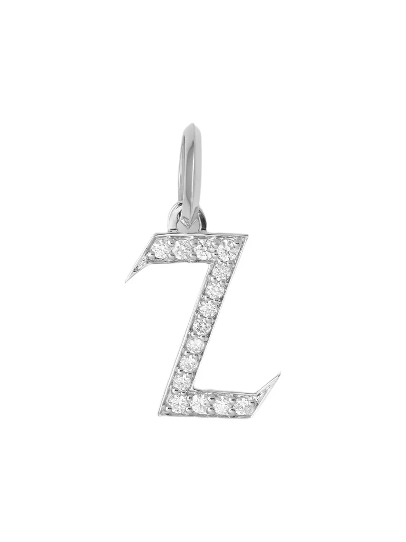 Capital Gothic Letter Charm with Pavé White Diamonds Z / 18K White Gold Capital Gothic Letter Charm with Pavé White Diamonds Z / 18K White Gold