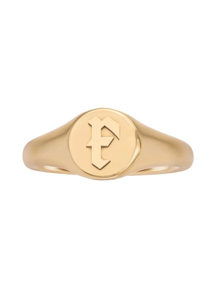 Jennifer Fisher Mini Gothic Letter Signet Ring A-N 6 / F