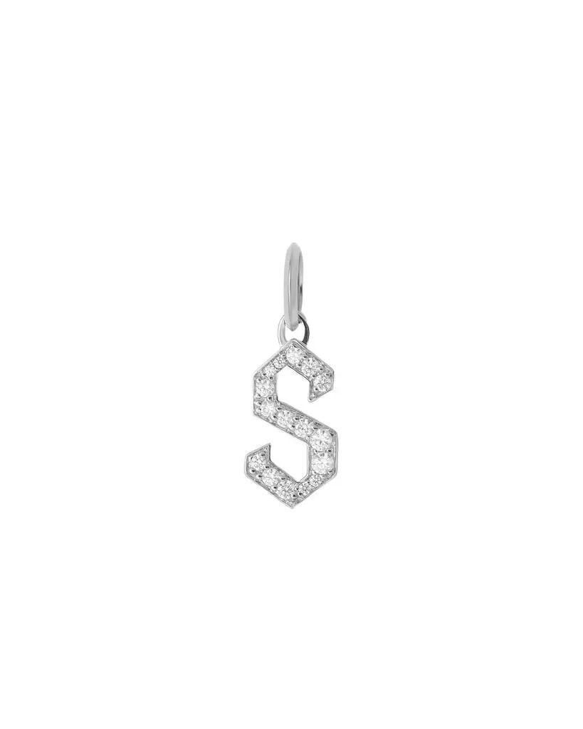 Jennifer Fisher Jennifer Fisher Capital Gothic Letter Charm with Pavé White Diamonds S / 18K White Gold