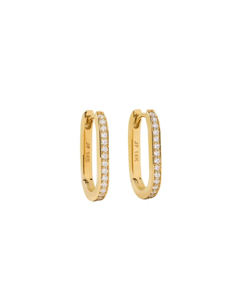 Jennifer Fisher Jennifer Fisher 18k Elongated Link Huggie with Pavé Diamonds
