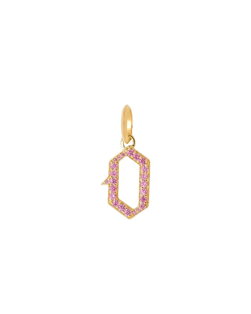 Jennifer Fisher Jennifer Fisher Capital Gothic Letter Charm with Pavé Gemstones Pink Sapphire / O