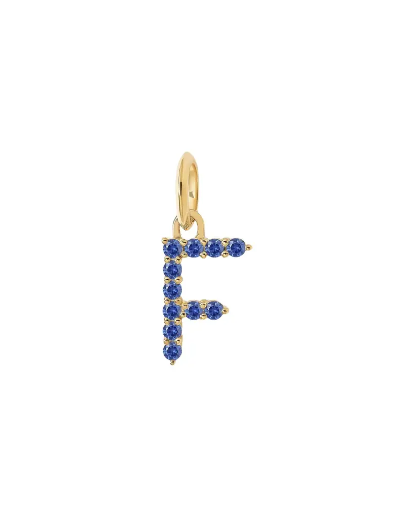 Jennifer Fisher Medium Floating Sapphire Minimal Block Letter 18K Yellow Gold / F