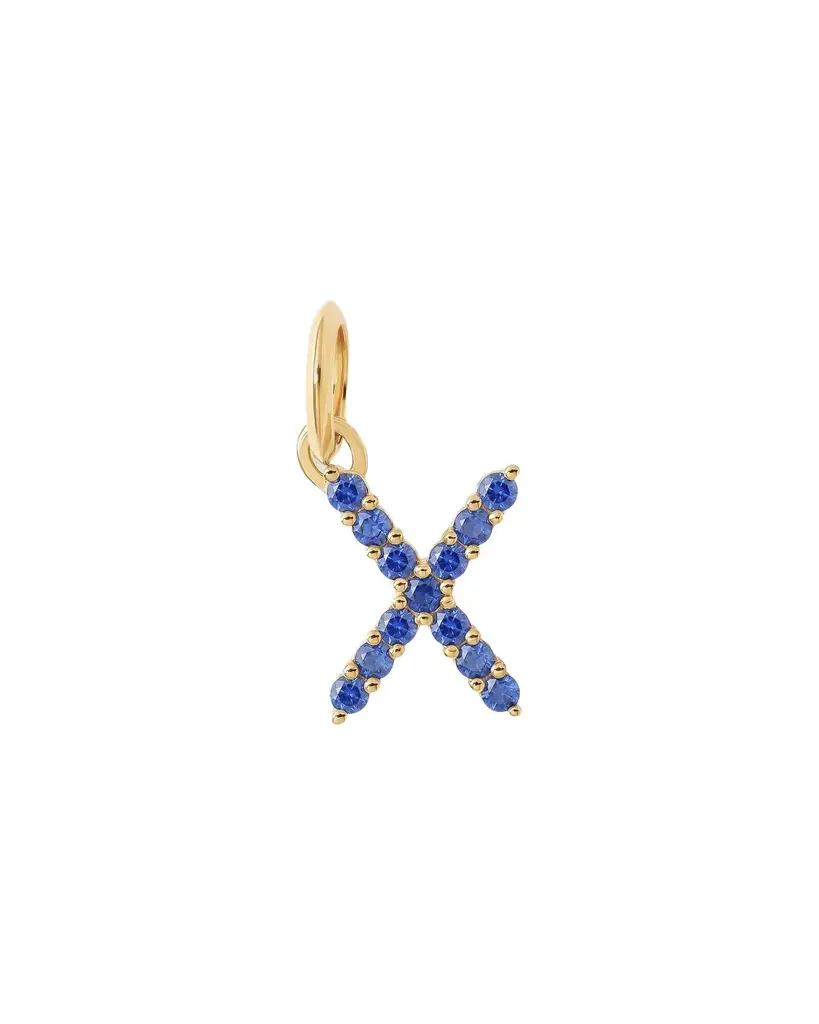 Jennifer Fisher Medium Floating Sapphire Minimal Block Letter 18K Yellow Gold / X