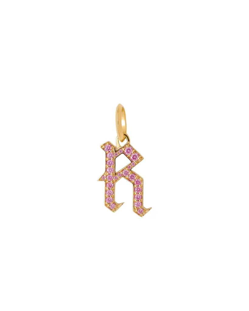 Jennifer Fisher Jennifer Fisher Capital Gothic Letter Charm with Pavé Gemstones Pink Sapphire / R