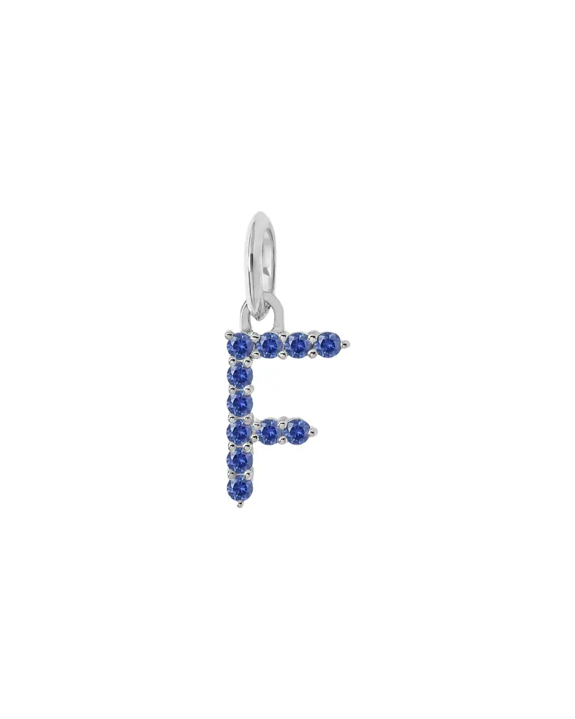 Jennifer Fisher Medium Floating Sapphire Minimal Block Letter 18K White Gold / F