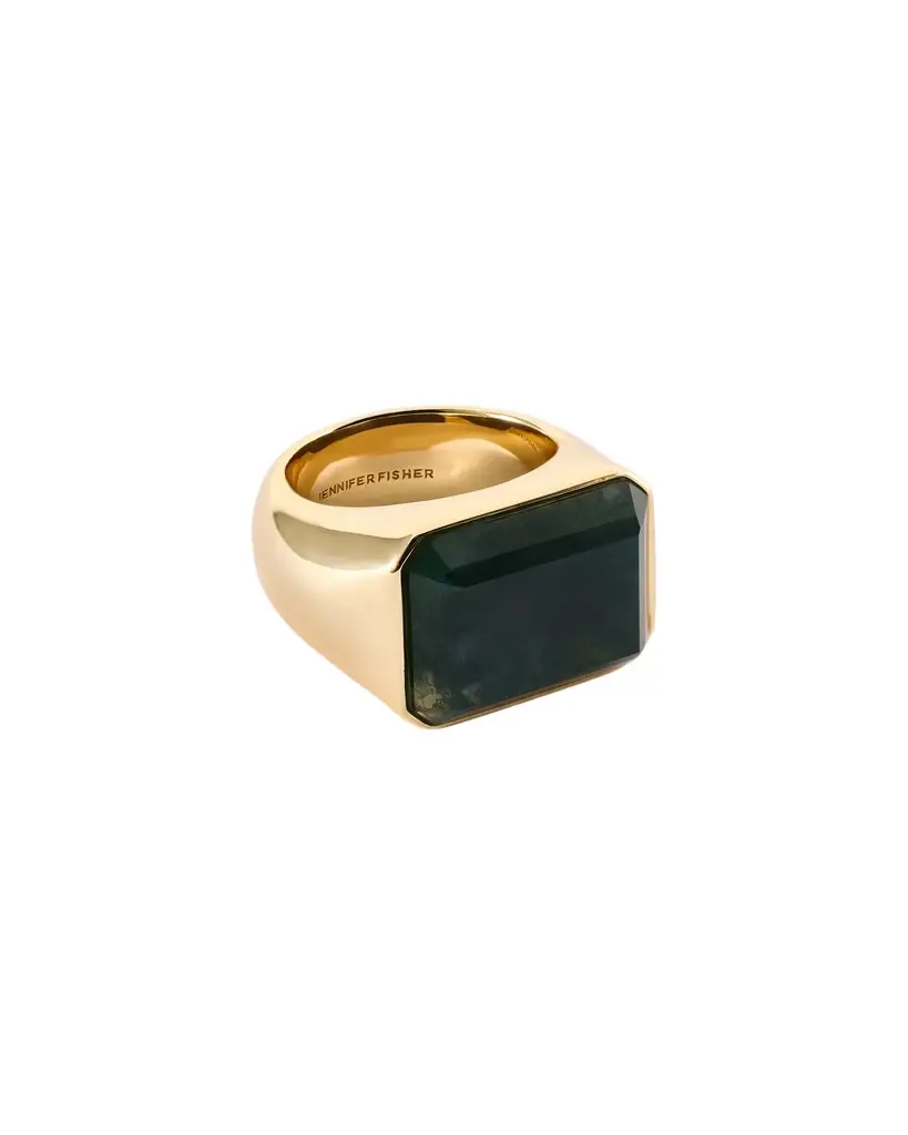 Jennifer Fisher Jennifer Fisher Small Semi-Precious Emerald Signet Ring Green Moss / 4