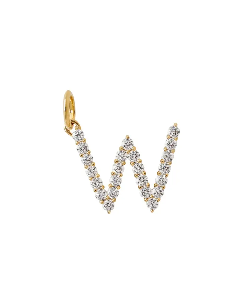 Jennifer Fisher Large Floating Diamond Minimal Block Letter W / 18K Yellow Gold Jennifer Fisher Large Floating Diamond Minimal Block Letter W / 18K Yellow Gold