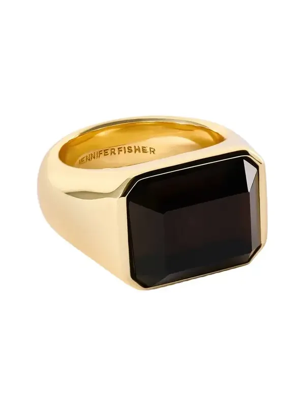Jennifer Fisher Semi-Precious Emerald Signet Ring Smoky Quartz / 6