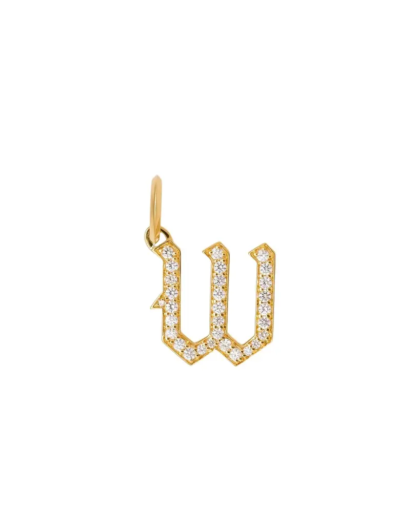 Jennifer Fisher Jennifer Fisher Capital Gothic Letter Charm with Pavé White Diamonds W / 18K Yellow Gold