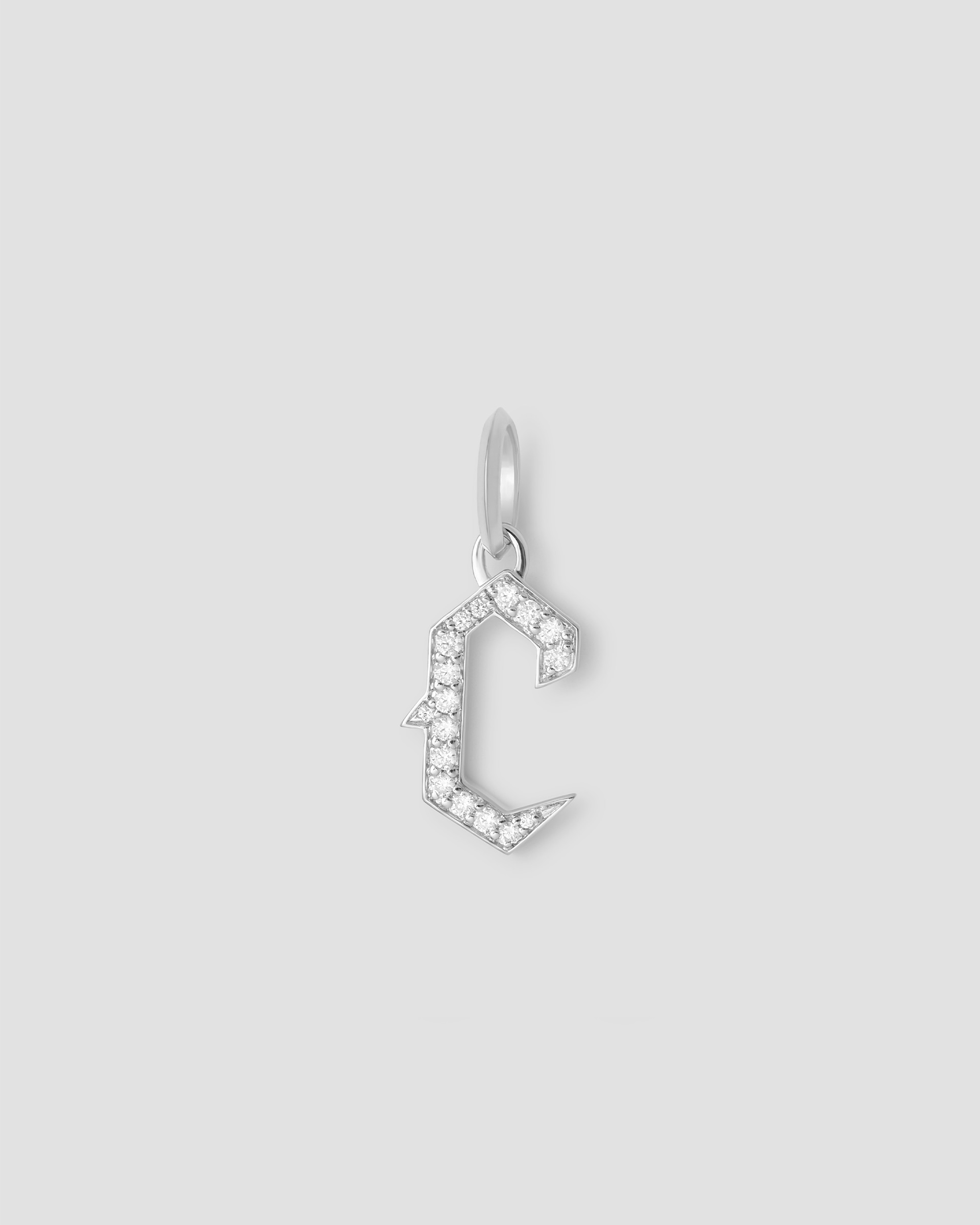 Jennifer Fisher Jennifer Fisher Capital Gothic Letter Charm with Pavé White Diamonds C / 18K White Gold