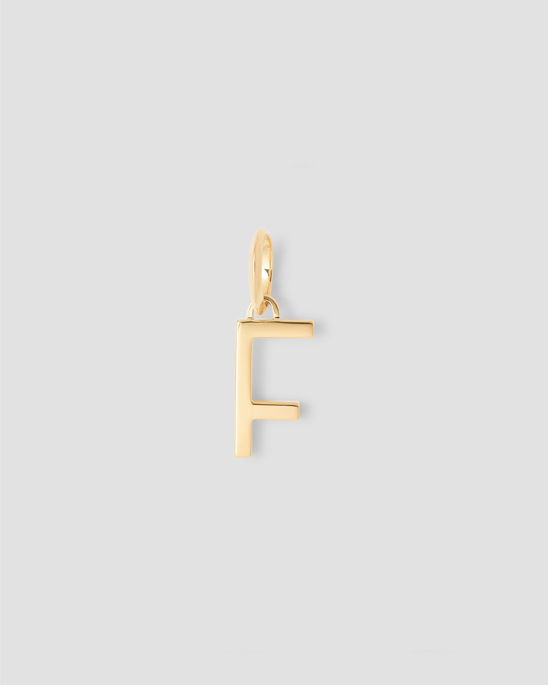 Jennifer Fisher Minimal Block Letter Charm in 14K Yellow Gold F Jennifer Fisher Minimal Block Letter Charm in 14K Yellow Gold F