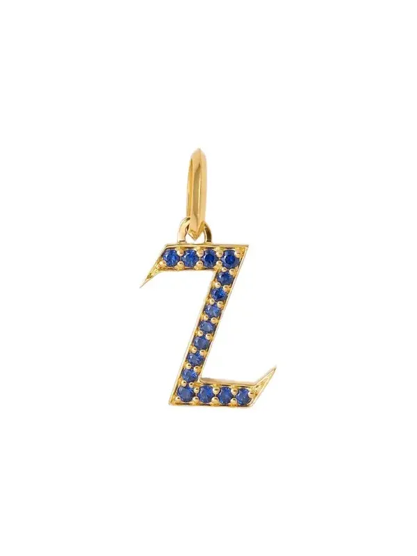 Jennifer Fisher Jennifer Fisher Capital Gothic Letter Charm with Pavé Gemstones Blue Sapphire / Z