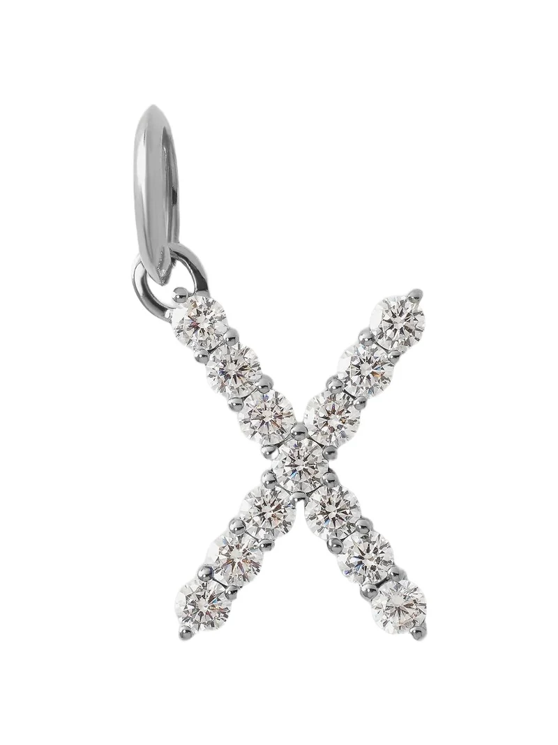 Jennifer Fisher Jennifer Fisher Large Floating Diamond Minimal Block Letter X / 18K White Gold