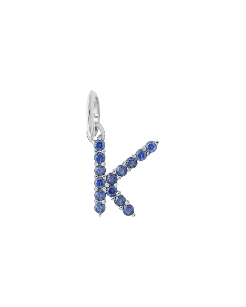 Jennifer Fisher Medium Floating Sapphire Minimal Block Letter 18K White Gold / K