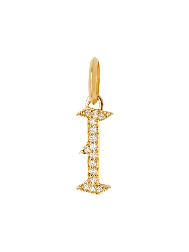 Jennifer Fisher Capital Gothic Letter Charm with Pavé White Diamonds I / 18K Yellow Gold