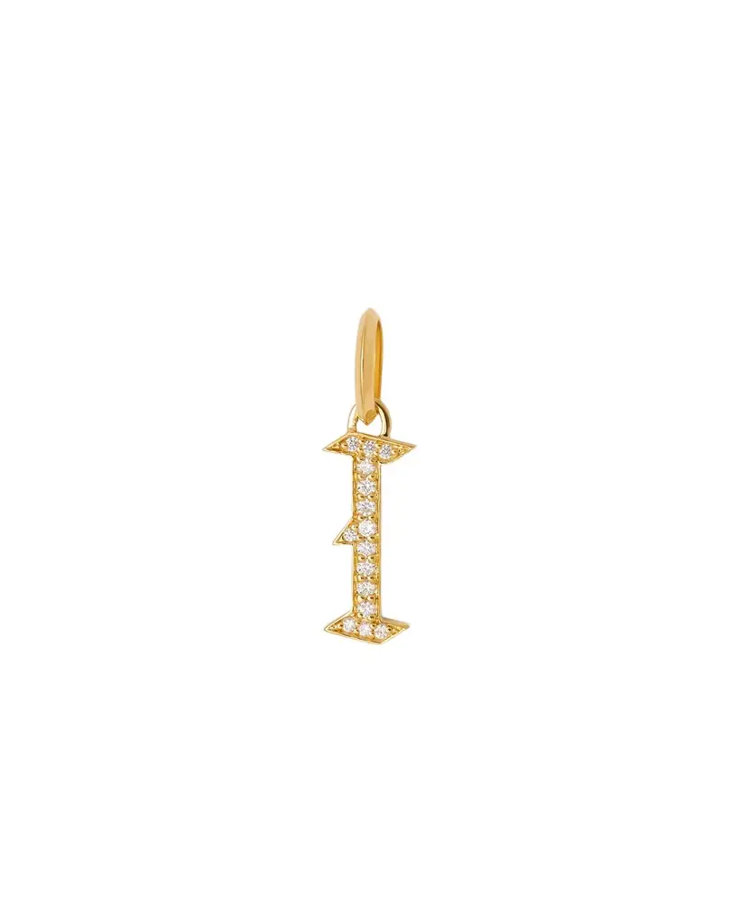 Jennifer Fisher Jennifer Fisher Capital Gothic Letter Charm with Pavé White Diamonds I / 18K Yellow Gold