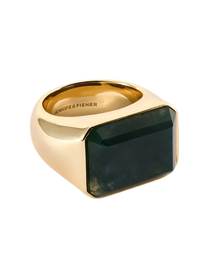 Jennifer Fisher Jennifer Fisher Small Semi-Precious Emerald Signet Ring Green Moss / 6