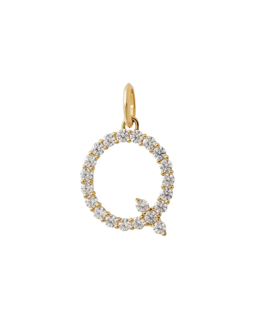 Jennifer Fisher Large Floating Diamond Minimal Block Letter Q / 18K Yellow Gold Jennifer Fisher Large Floating Diamond Minimal Block Letter Q / 18K Yellow Gold