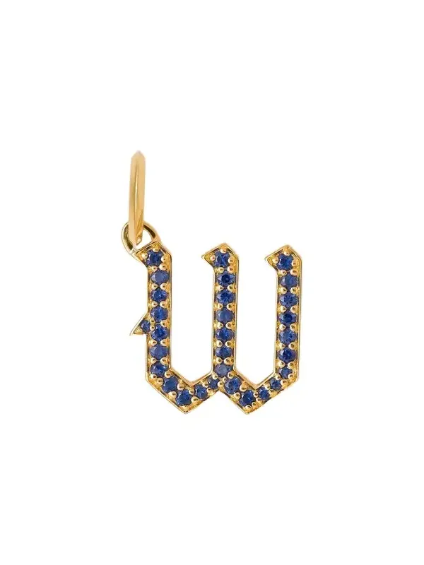 Jennifer Fisher Jennifer Fisher Capital Gothic Letter Charm with Pavé Gemstones Blue Sapphire / W