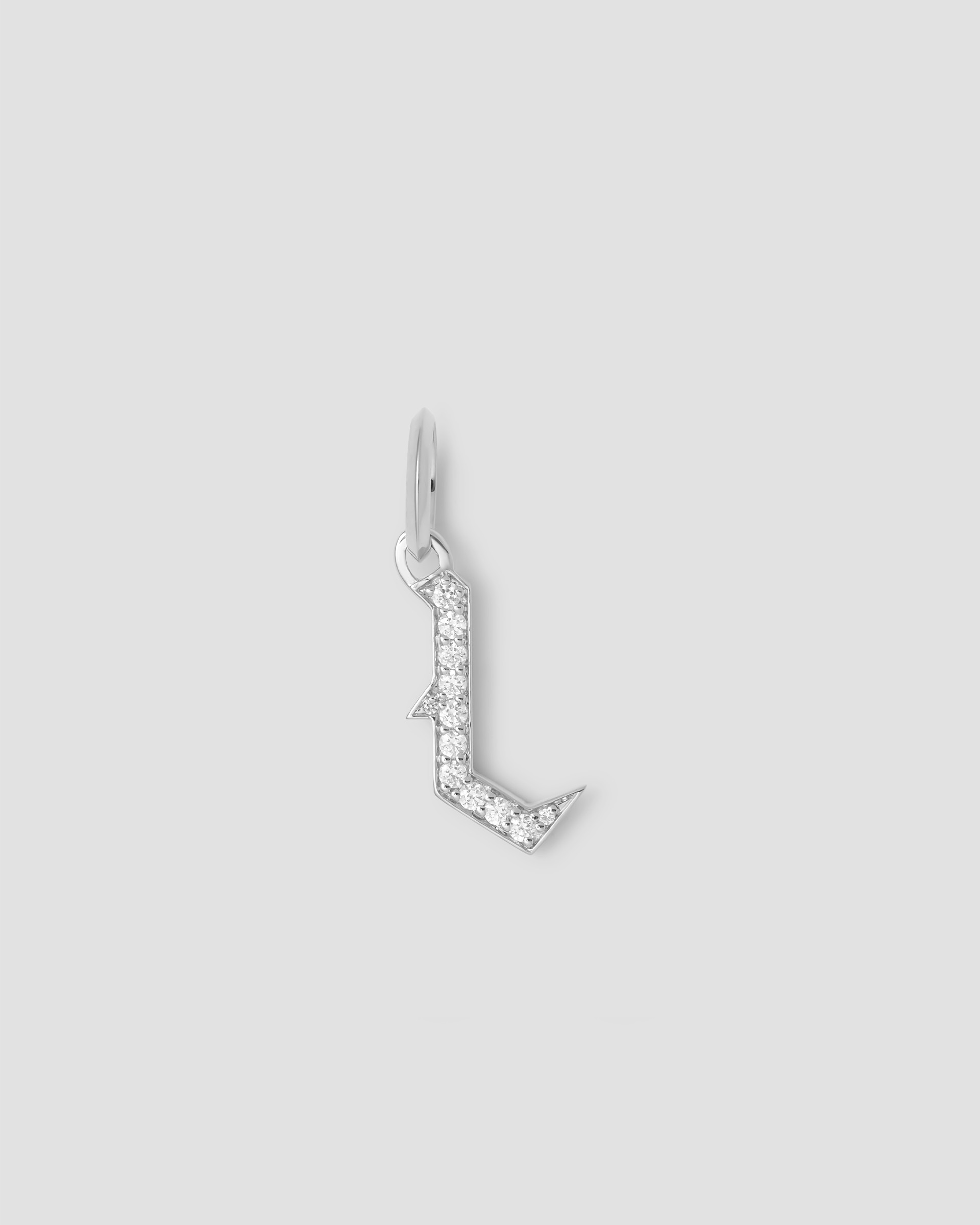 Jennifer Fisher Capital Gothic Letter Charm with Pavé White Diamonds L / 18K White Gold Jennifer Fisher Capital Gothic Letter Charm with Pavé White Diamonds L / 18K White Gold