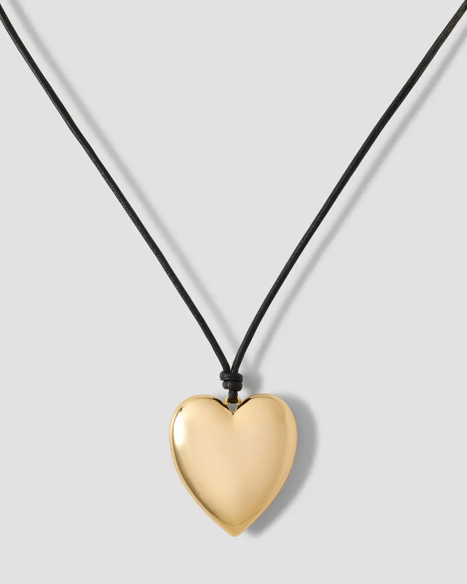 Jennifer Fisher Metal Heart Leather Cord Necklace Jennifer Fisher Metal Heart Leather Cord Necklace