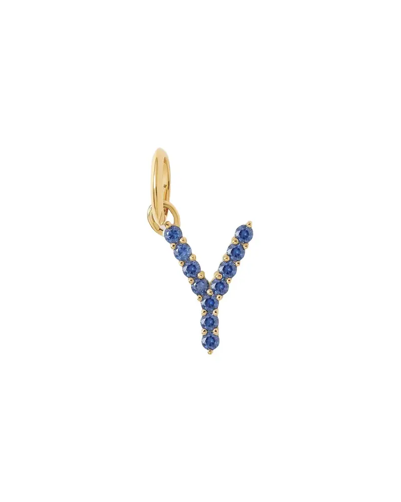 Jennifer Fisher Medium Floating Sapphire Minimal Block Letter 18K Yellow Gold / Y