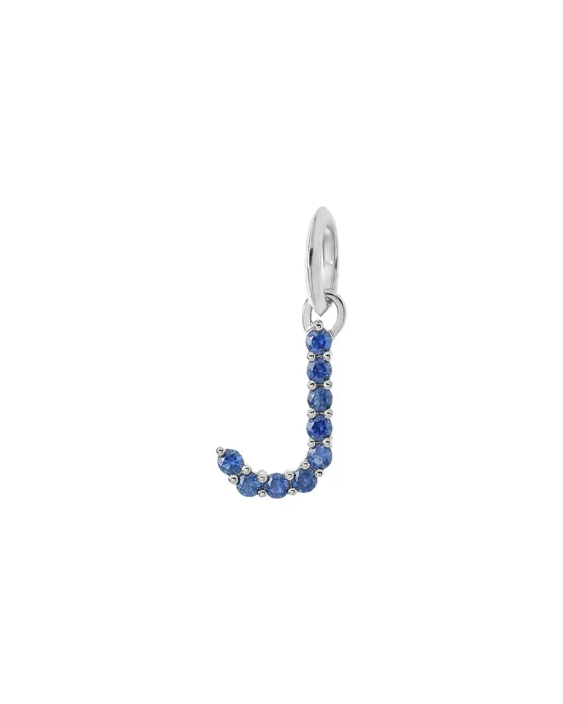 Jennifer Fisher Medium Floating Sapphire Minimal Block Letter 18K White Gold / J