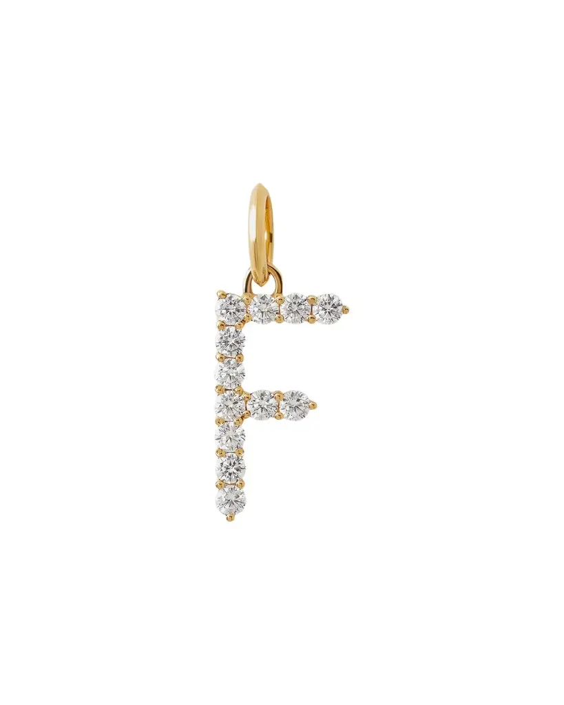 Jennifer Fisher Large Floating Diamond Minimal Block Letter F / 18K Yellow Gold
