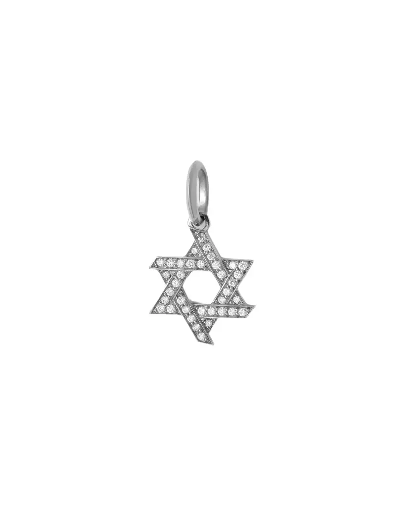 Jennifer Fisher Star of David Charm with Pavé White Diamonds 18K White Gold Jennifer Fisher Star of David Charm with Pavé White Diamonds 18K White Gold