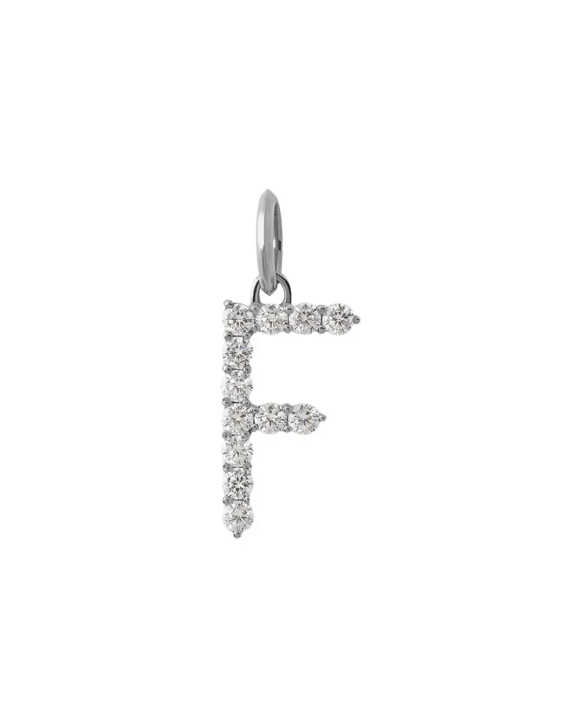 Jennifer Fisher Large Floating Diamond Minimal Block Letter F / 18K White Gold