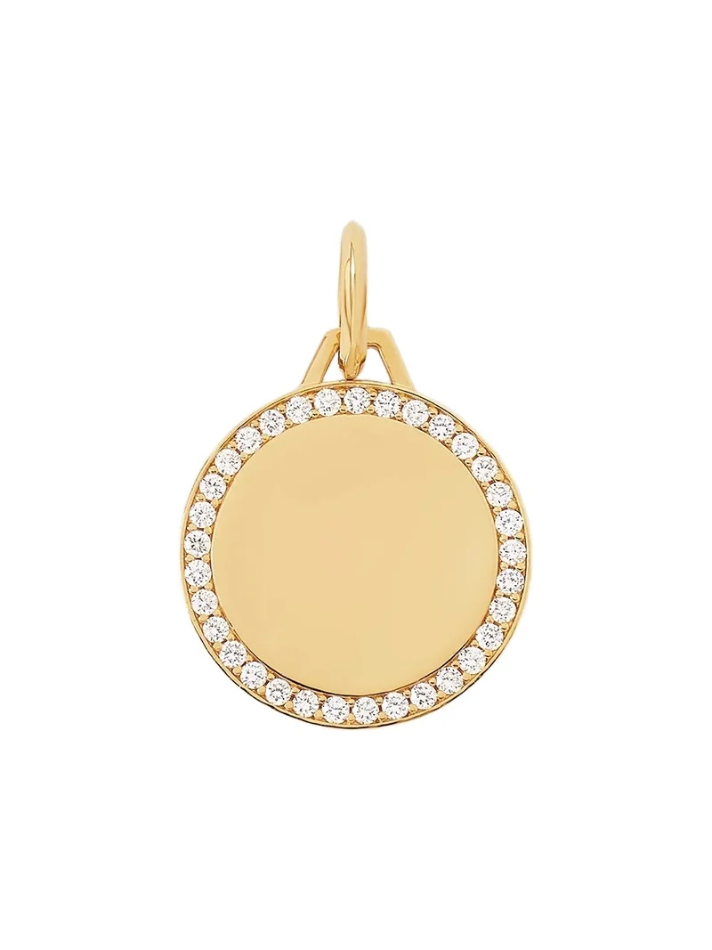 Jennifer Fisher Jennifer Fisher Personalized Small Luxe Circle Charm with Pavé White Diamonds 18K Yellow Gold