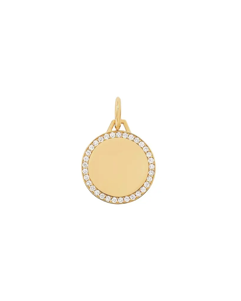 Jennifer Fisher Jennifer Fisher Personalized Small Luxe Circle Charm with Pavé White Diamonds 18K Yellow Gold