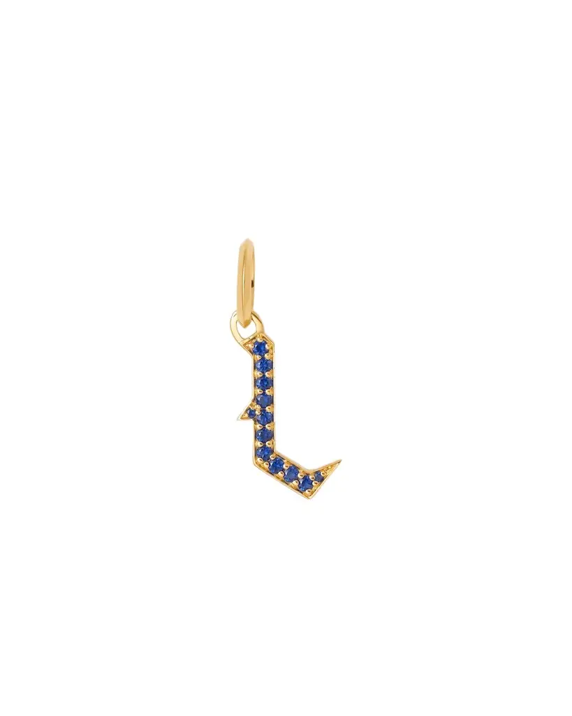 Jennifer Fisher Jennifer Fisher Capital Gothic Letter Charm with Pavé Gemstones Blue Sapphire / L