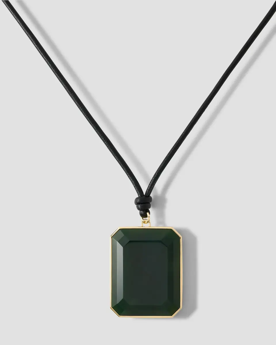 Jennifer Fisher Jennifer Fisher Semi-Precious Emerald Leather Cord Necklace