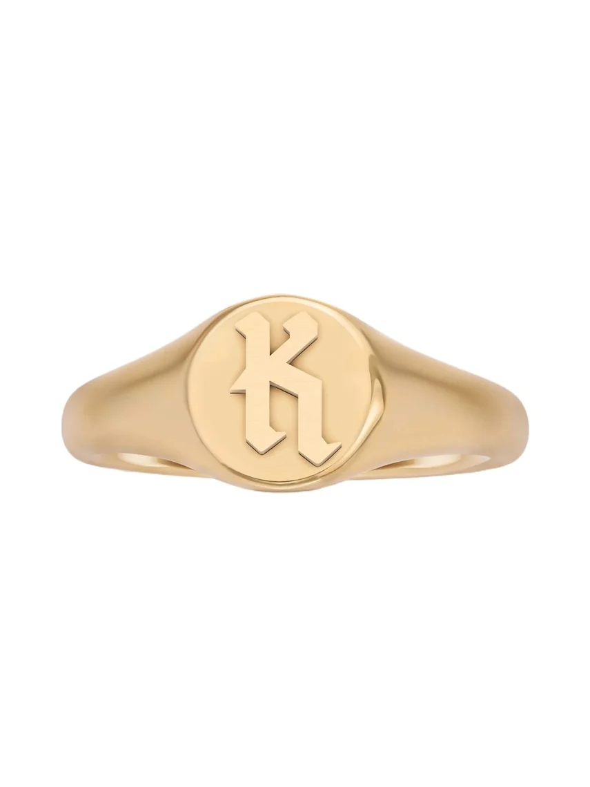Mini Gothic Letter Signet Ring A-N 7 / K Mini Gothic Letter Signet Ring A-N 7 / K