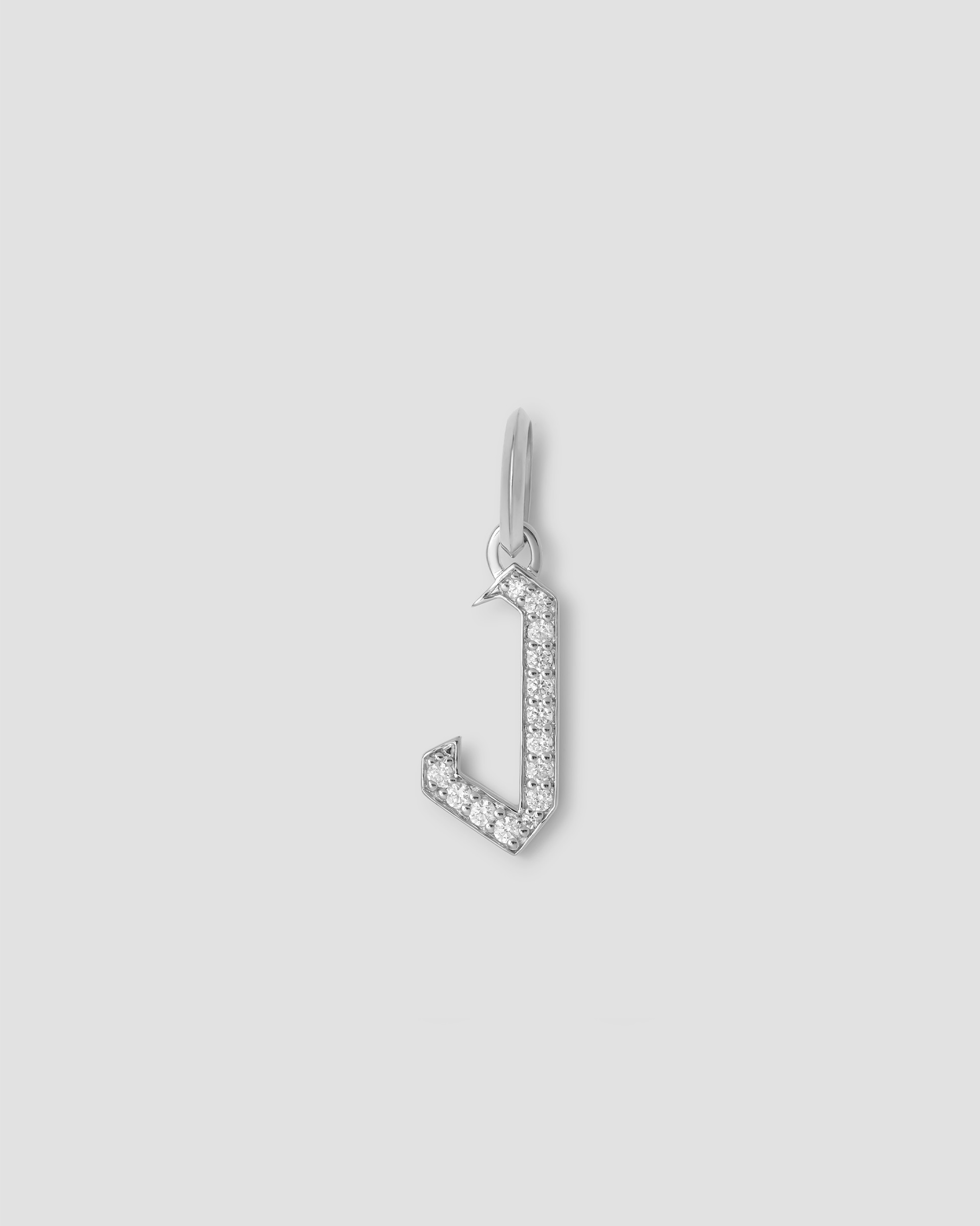 Jennifer Fisher Jennifer Fisher Capital Gothic Letter Charm with Pavé White Diamonds J / 18K White Gold