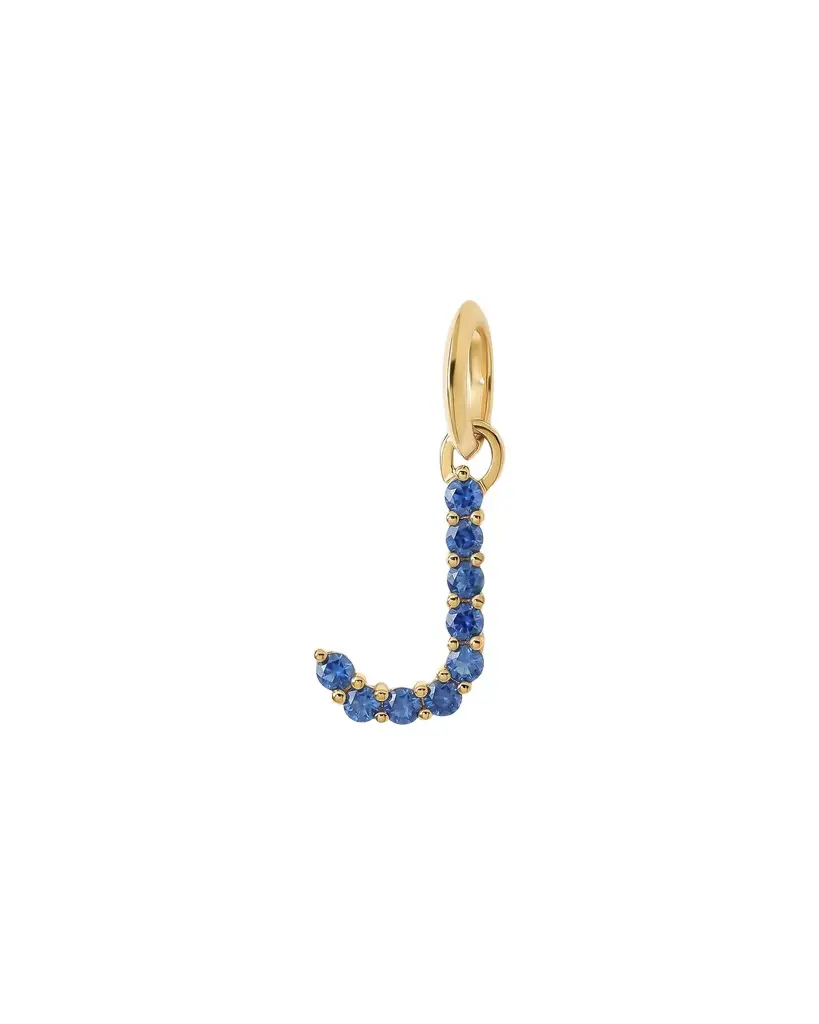 Jennifer Fisher Medium Floating Sapphire Minimal Block Letter 18K Yellow Gold / J
