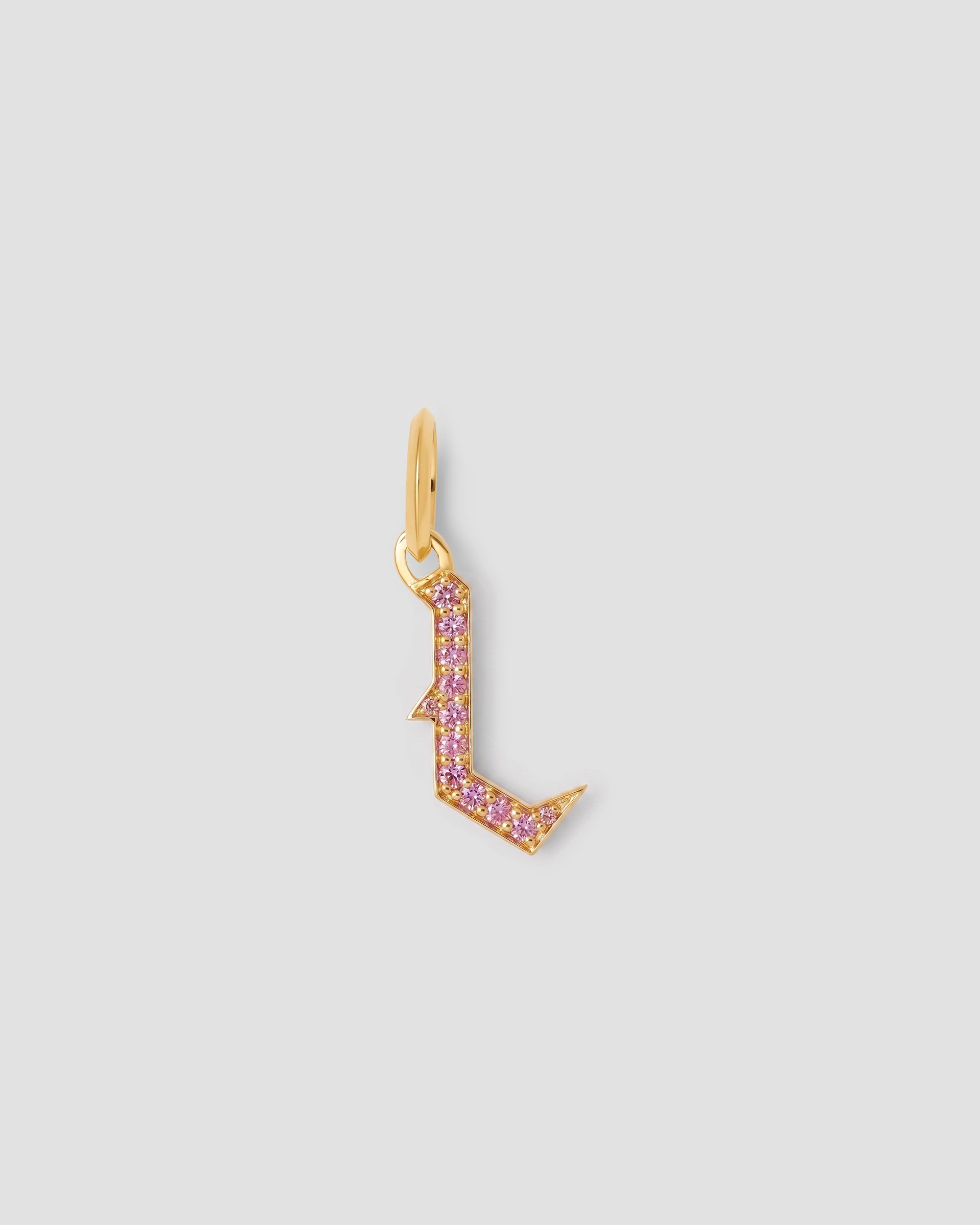 Jennifer Fisher Capital Gothic Letter Charm with Pavé Gemstones Pink Sapphire / L Jennifer Fisher Capital Gothic Letter Charm with Pavé Gemstones Pink Sapphire / L
