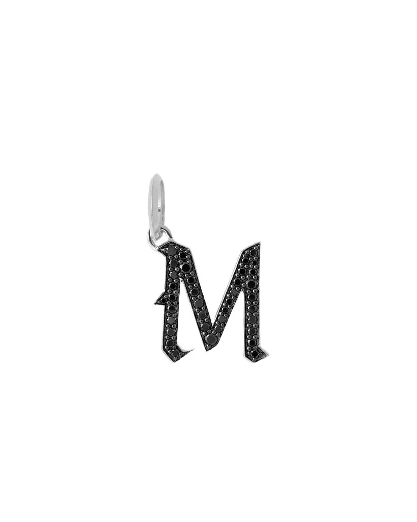 Jennifer Fisher Jennifer Fisher Capital Gothic Letter Charm with Pavé Black Diamonds 18K White Gold / M