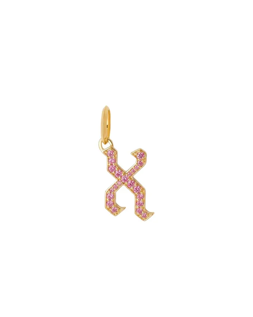 Jennifer Fisher Jennifer Fisher Capital Gothic Letter Charm with Pavé Gemstones Pink Sapphire / X