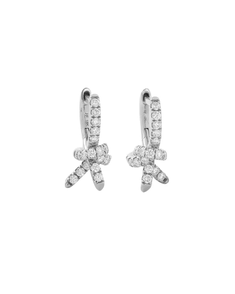 Jennifer Fisher Jennifer Fisher Knot Micro Huggie with Pavé White Diamonds Right Ear / 18K White Gold