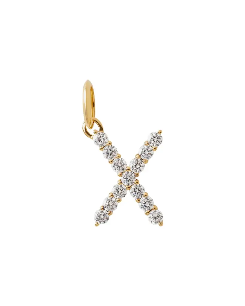 Jennifer Fisher Large Floating Diamond Minimal Block Letter X / 18K Yellow Gold Jennifer Fisher Large Floating Diamond Minimal Block Letter X / 18K Yellow Gold